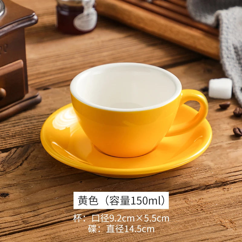 150ml Espresso Coffee Cup Sets High-grade Simple European Style Mug Thick Colored Glaze Ceramic Cappuccino Flower Cups Latte