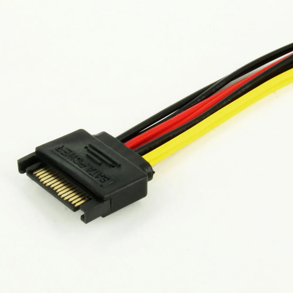 OULLX SATA 1 Male to 2 Daul Female SATA Splitter Cable Hard HDD 15PIN 1 to 2 Power Adapter Cord for Computer Y Shape PC Cable