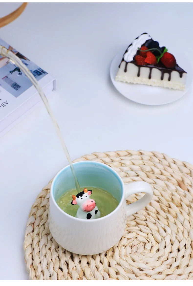 New Creative 3D Animal Ceramic Mug Mug Coffee Cup Cute Cartoon Christmas Mug Mug