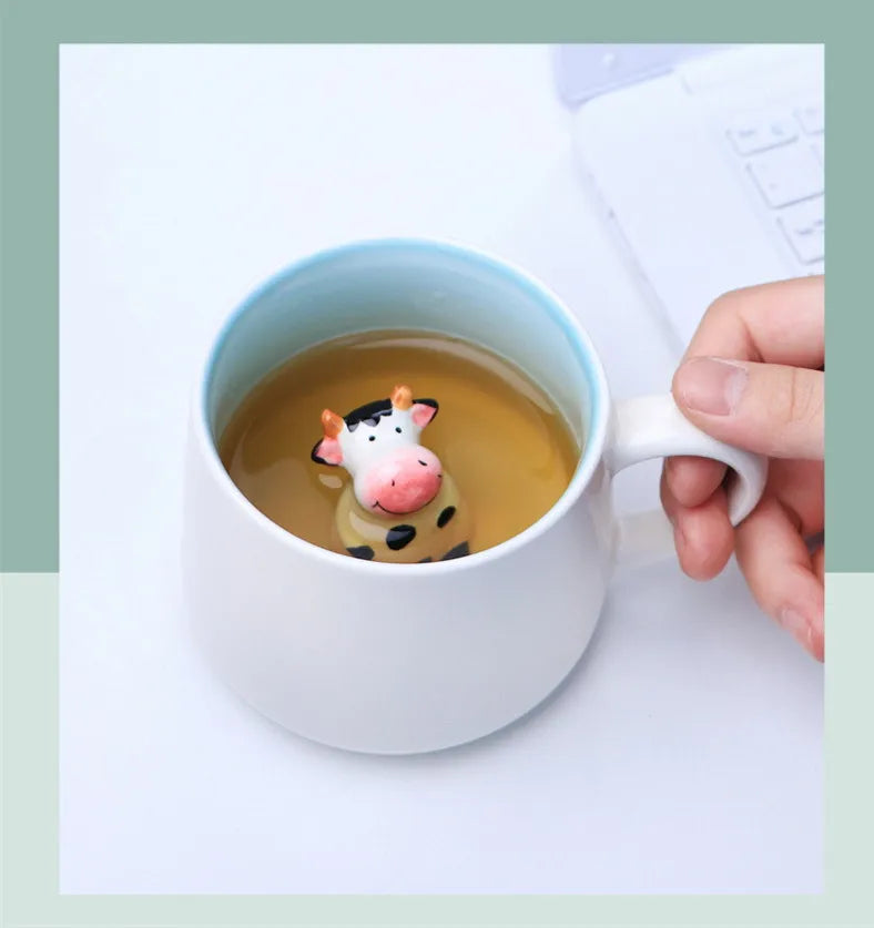 New Creative 3D Animal Ceramic Mug Mug Coffee Cup Cute Cartoon Christmas Mug Mug