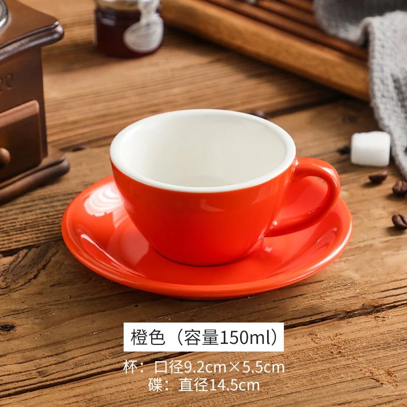 150ml Espresso Coffee Cup Sets High-grade Simple European Style Mug Thick Colored Glaze Ceramic Cappuccino Flower Cups Latte