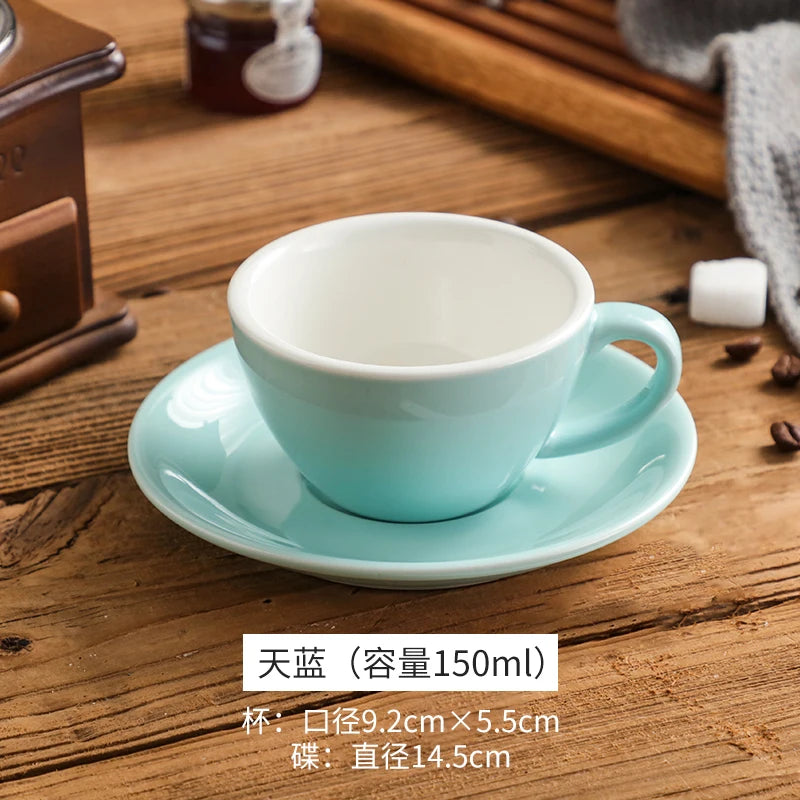 150ml Espresso Coffee Cup Sets High-grade Simple European Style Mug Thick Colored Glaze Ceramic Cappuccino Flower Cups Latte