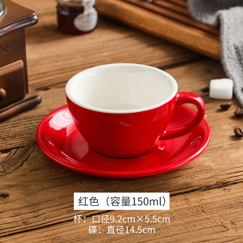 150ml Espresso Coffee Cup Sets High-grade Simple European Style Mug Thick Colored Glaze Ceramic Cappuccino Flower Cups Latte