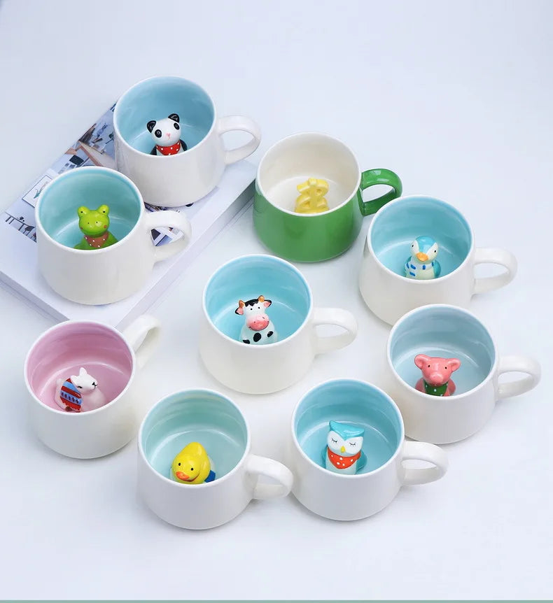 New Creative 3D Animal Ceramic Mug Mug Coffee Cup Cute Cartoon Christmas Mug Mug
