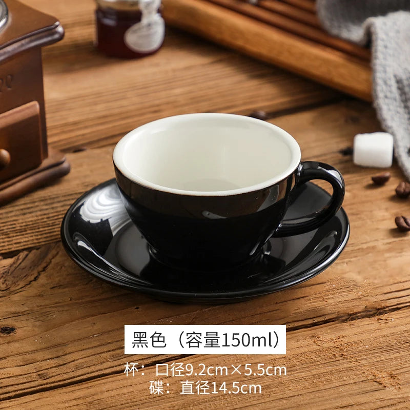 150ml Espresso Coffee Cup Sets High-grade Simple European Style Mug Thick Colored Glaze Ceramic Cappuccino Flower Cups Latte