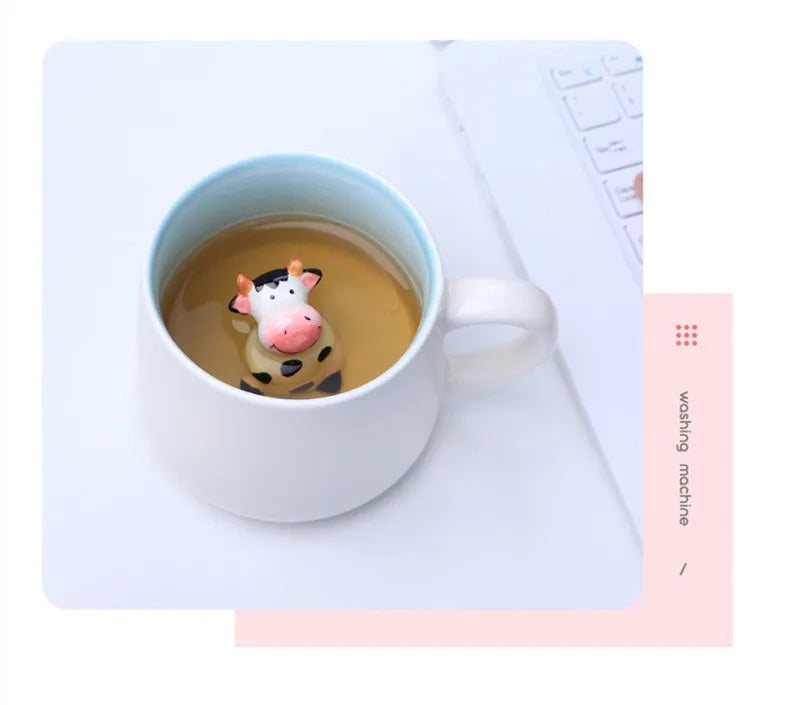 New Creative 3D Animal Ceramic Mug Mug Coffee Cup Cute Cartoon Christmas Mug Mug