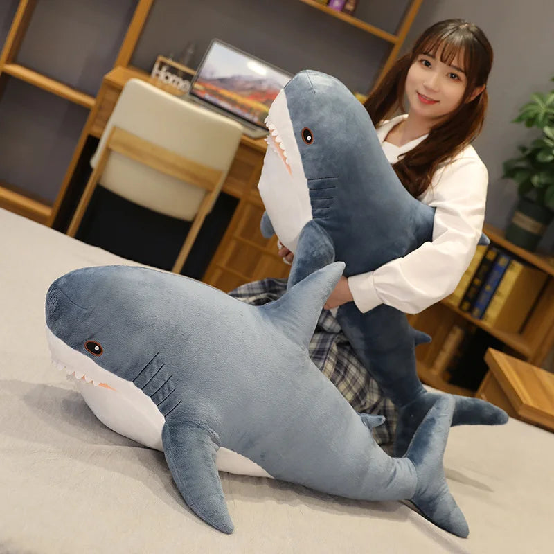 45/60/80cm Cute Shark Plush Toy Soft Stuffed Speelgoed Animal Reading Pillow for Birthday Gifts Cushion Doll Gift