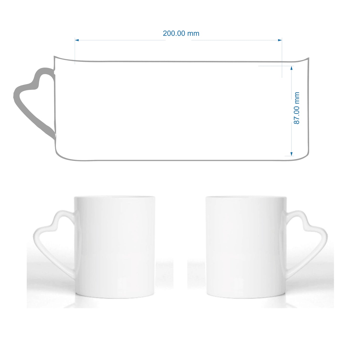 DIY Customized 350ML 12oz Ceramic Mug Heart Handle Type Personalized Print Picture Photo LOGO Text