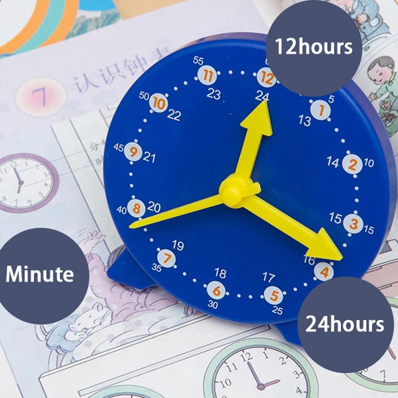 Children Kids Clock Model Toys Early Educational Cognitive Math Toy Montessori Teaching Aids Three-needle Linkage Detachable Toy