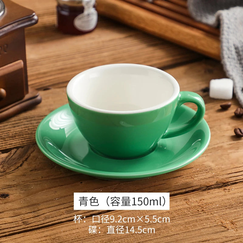 150ml Espresso Coffee Cup Sets High-grade Simple European Style Mug Thick Colored Glaze Ceramic Cappuccino Flower Cups Latte