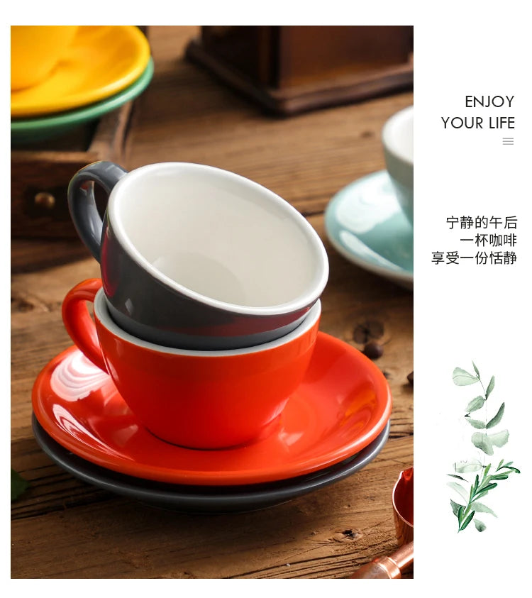 150ml Espresso Coffee Cup Sets High-grade Simple European Style Mug Thick Colored Glaze Ceramic Cappuccino Flower Cups Latte