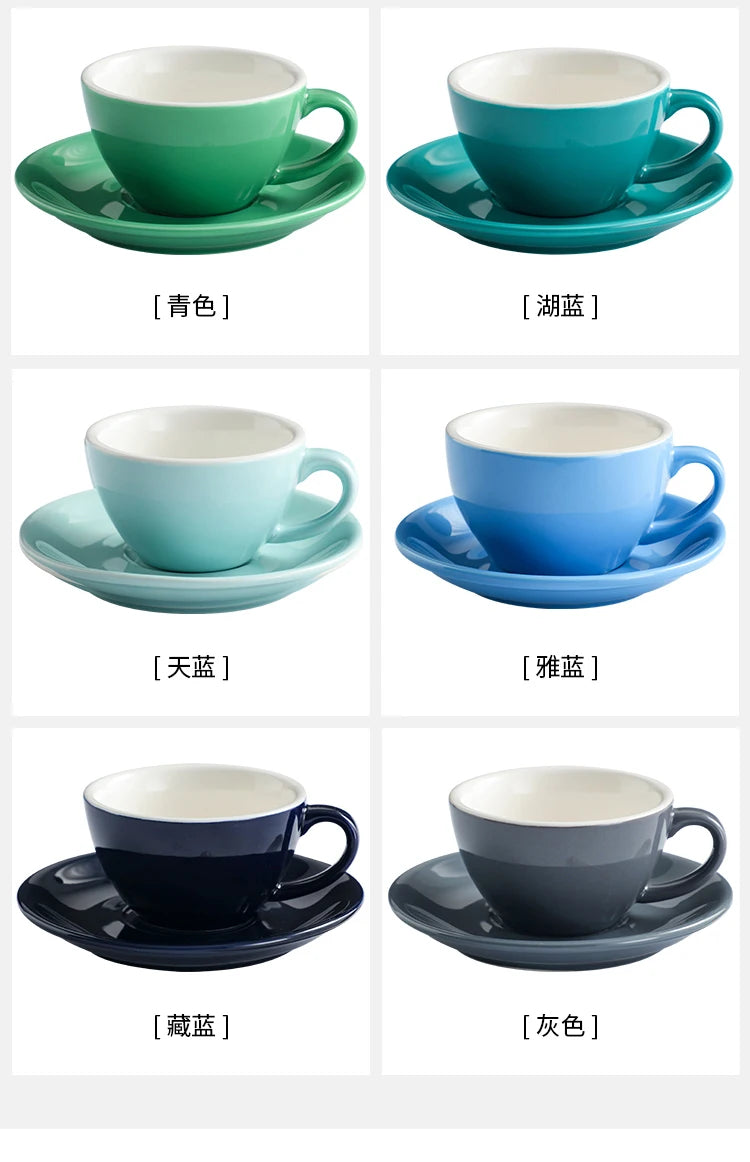 150ml Espresso Coffee Cup Sets High-grade Simple European Style Mug Thick Colored Glaze Ceramic Cappuccino Flower Cups Latte