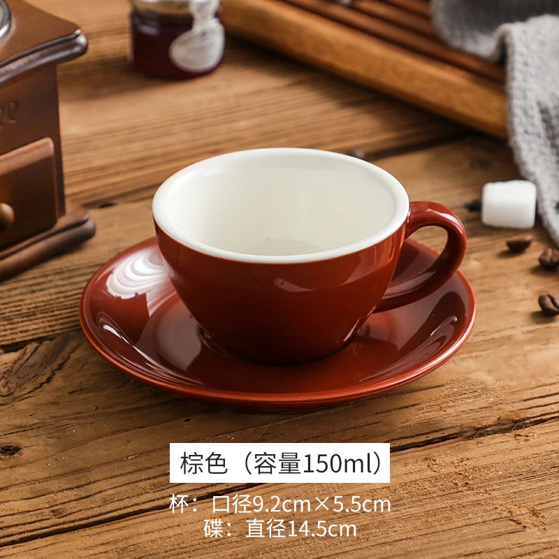 150ml Espresso Coffee Cup Sets High-grade Simple European Style Mug Thick Colored Glaze Ceramic Cappuccino Flower Cups Latte