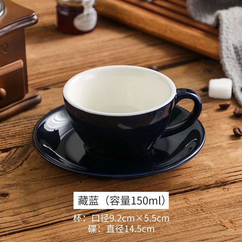 150ml Espresso Coffee Cup Sets High-grade Simple European Style Mug Thick Colored Glaze Ceramic Cappuccino Flower Cups Latte