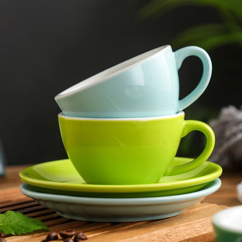 150ml Espresso Coffee Cup Sets High-grade Simple European Style Mug Thick Colored Glaze Ceramic Cappuccino Flower Cups Latte