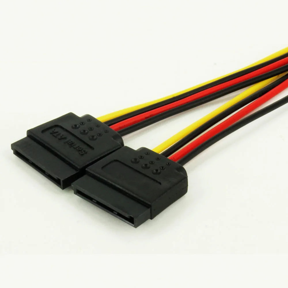 OULLX SATA 1 Male to 2 Daul Female SATA Splitter Cable Hard HDD 15PIN 1 to 2 Power Adapter Cord for Computer Y Shape PC Cable