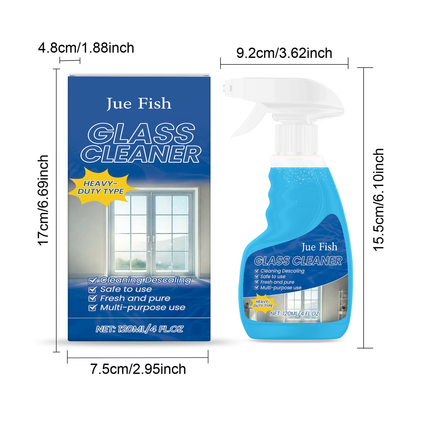 Bathroom Glass Limescale Cleaner - Window Descaling Spray Shower Brightening Water Oil Stain Remover for Bathtubs Dirt Cleaning