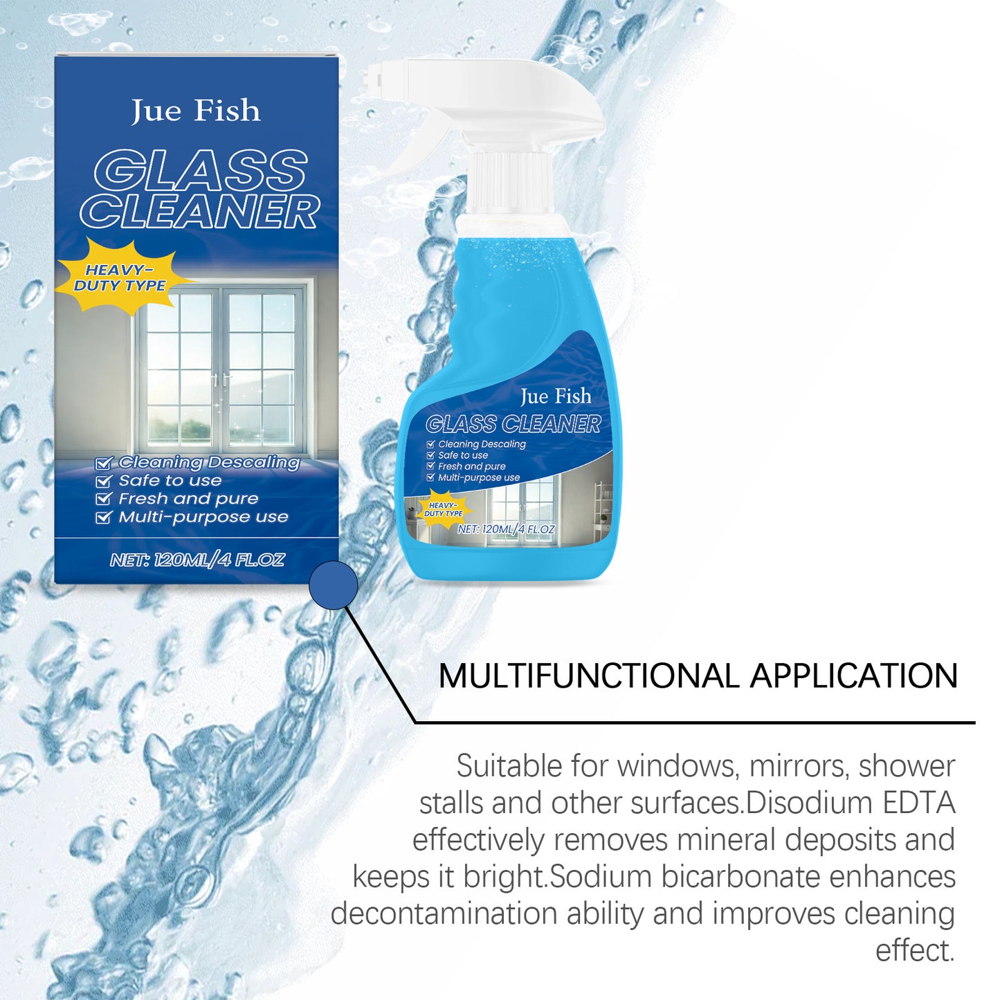 Bathroom Glass Limescale Cleaner - Window Descaling Spray Shower Brightening Water Oil Stain Remover for Bathtubs Dirt Cleaning