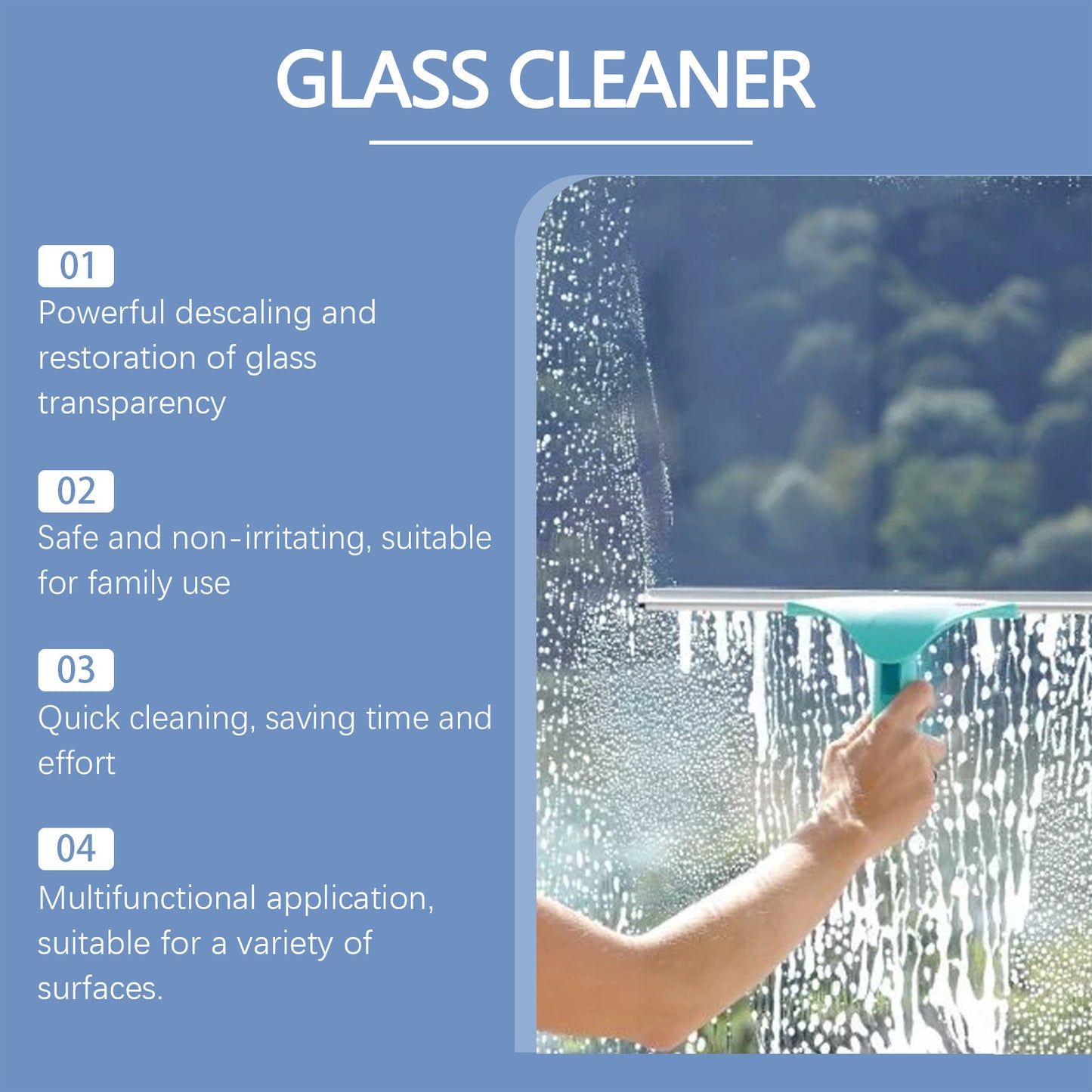 Bathroom Glass Limescale Cleaner - Window Descaling Spray Shower Brightening Water Oil Stain Remover for Bathtubs Dirt Cleaning