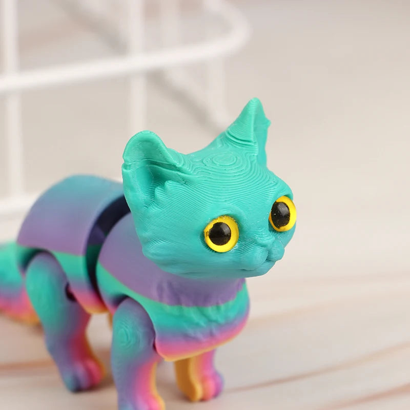 High Quality 1 Piece 3D Printed Cute Kitten With Movable Tail Joint Children's Gift Toy Model Car Ornament
