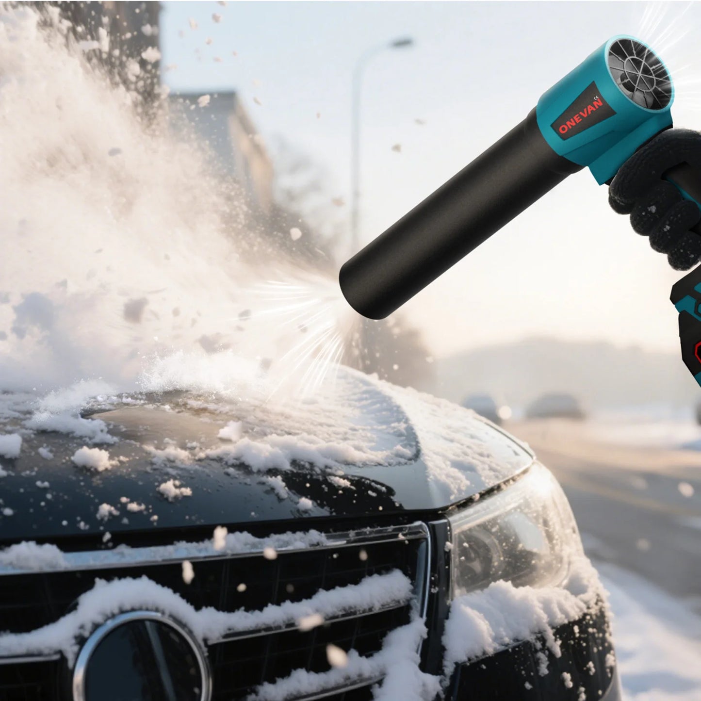 ONEVAN 4000W Brushless Electric Turbo Blower Jet Fan 400M/S 300000RPM Handheld Leaf Blower Dust Blowing Tool for 21V 18V Battery
