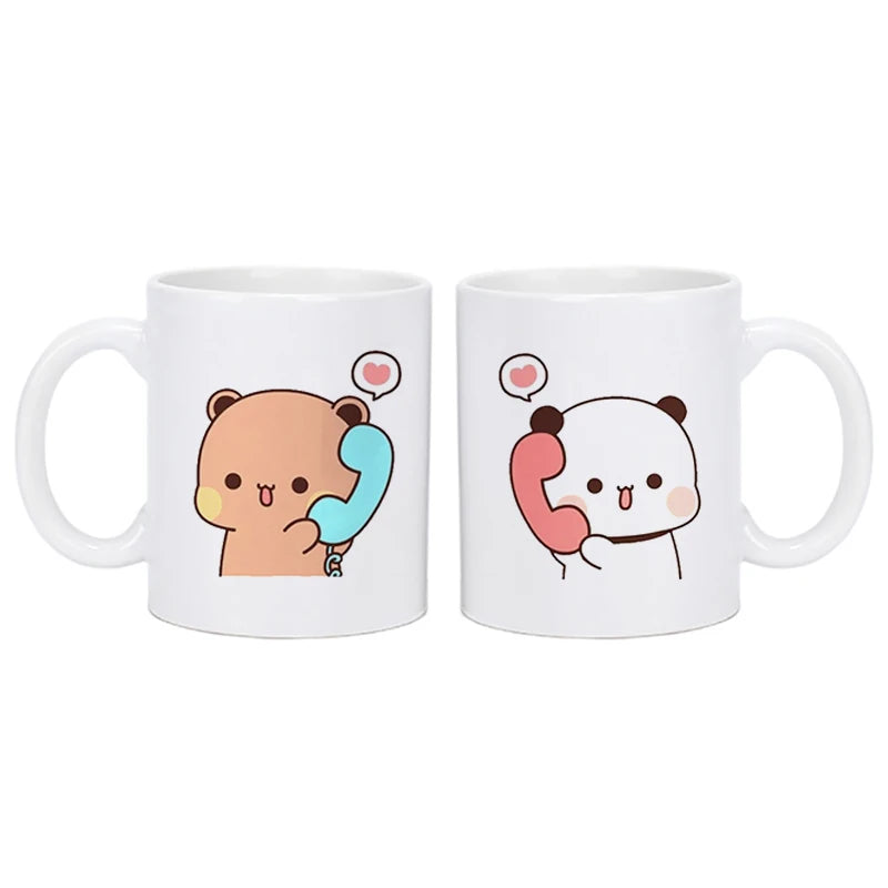 Panda Bear Bubu Dudu Coffee Milk Cup Mocha Cat Panda Bear Couple Christmas Mug Kawaii Cups Original Mugs Drinkware Birthday Gift