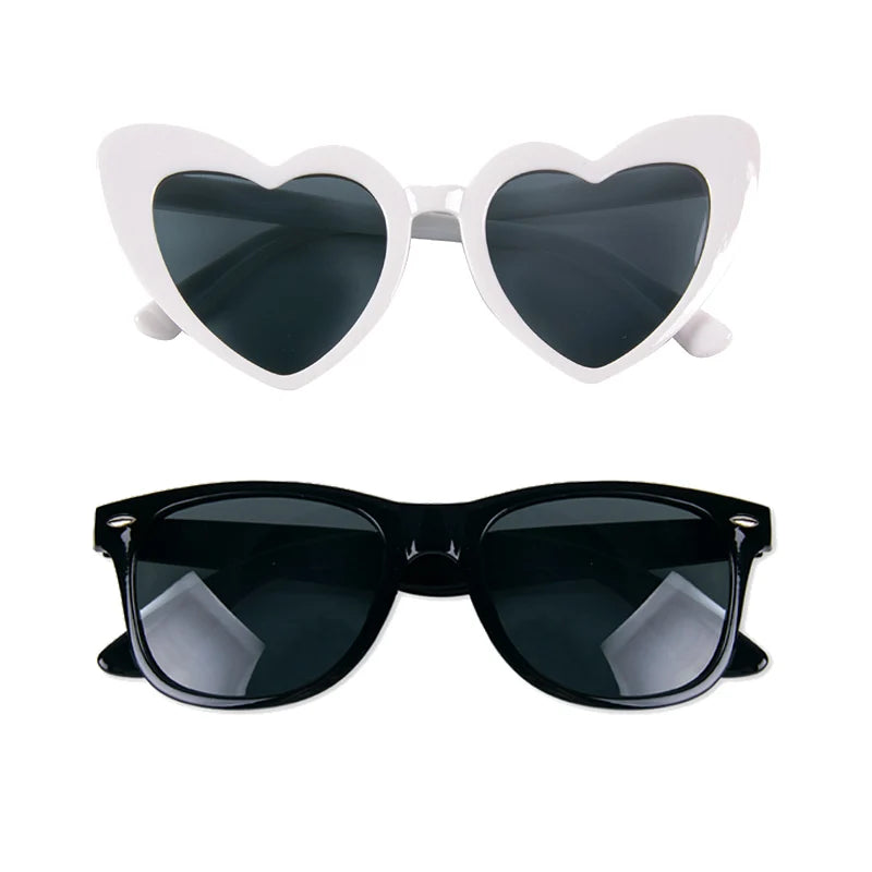 2pcs Bride groom Sunglasses Wedding Decoration Black White Heart Shaped Glasses Bachelorette Party Supplies Bridal Shower Favors