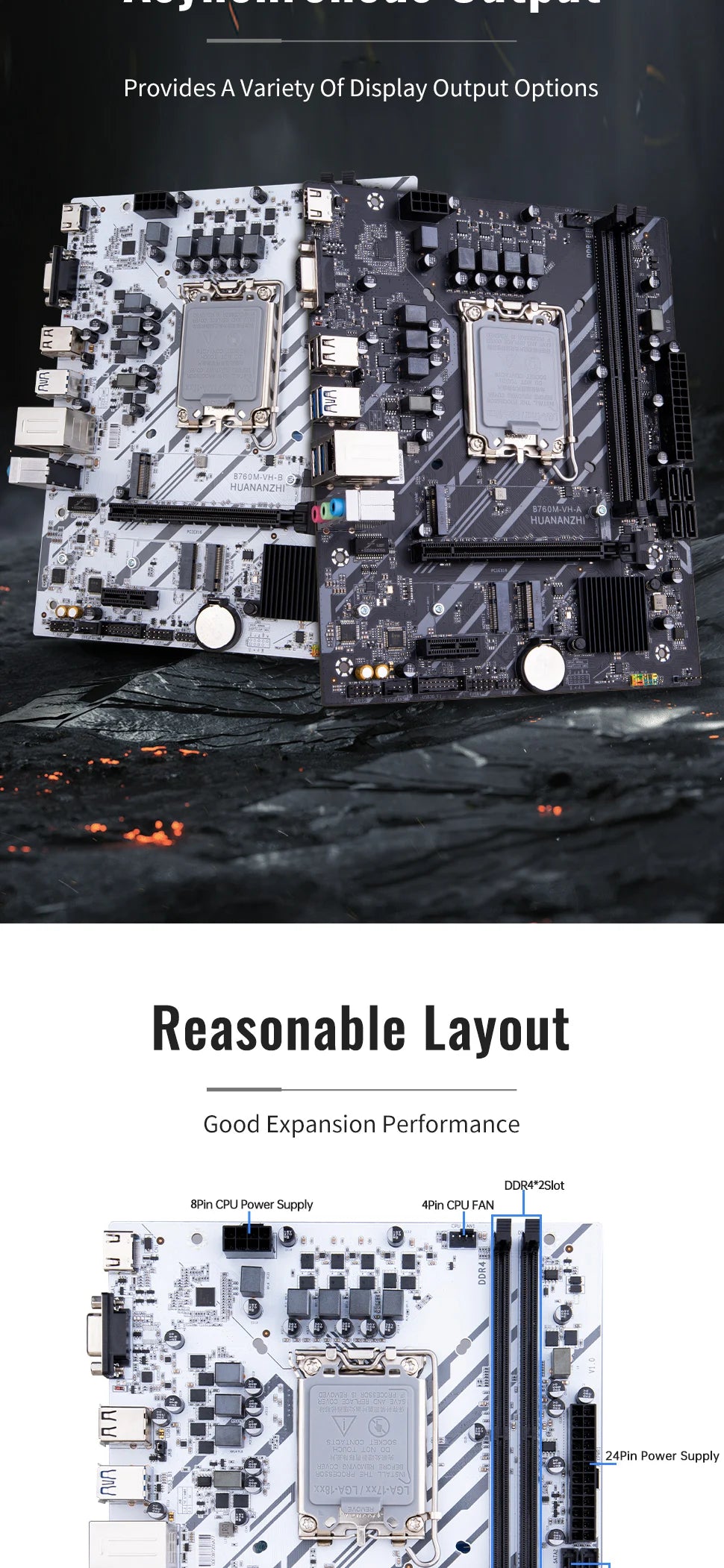 HUANANZHI B760M VH A M-ATX DDR4 Motherboard Support 12 13 Gen B760 Intel LGA 1700 CPU 12100F 12400F 12490F 12600F 12700F 13600F