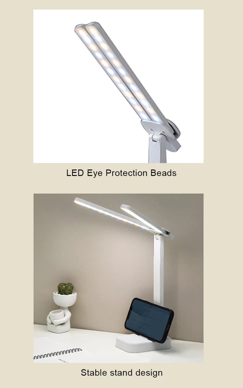 LED Desk Lamp USB Rechargeable Touch Night Light 3 Levels Dimmable Eye Protection Foldable Table Lamp For Bedroom Bedside Readin
