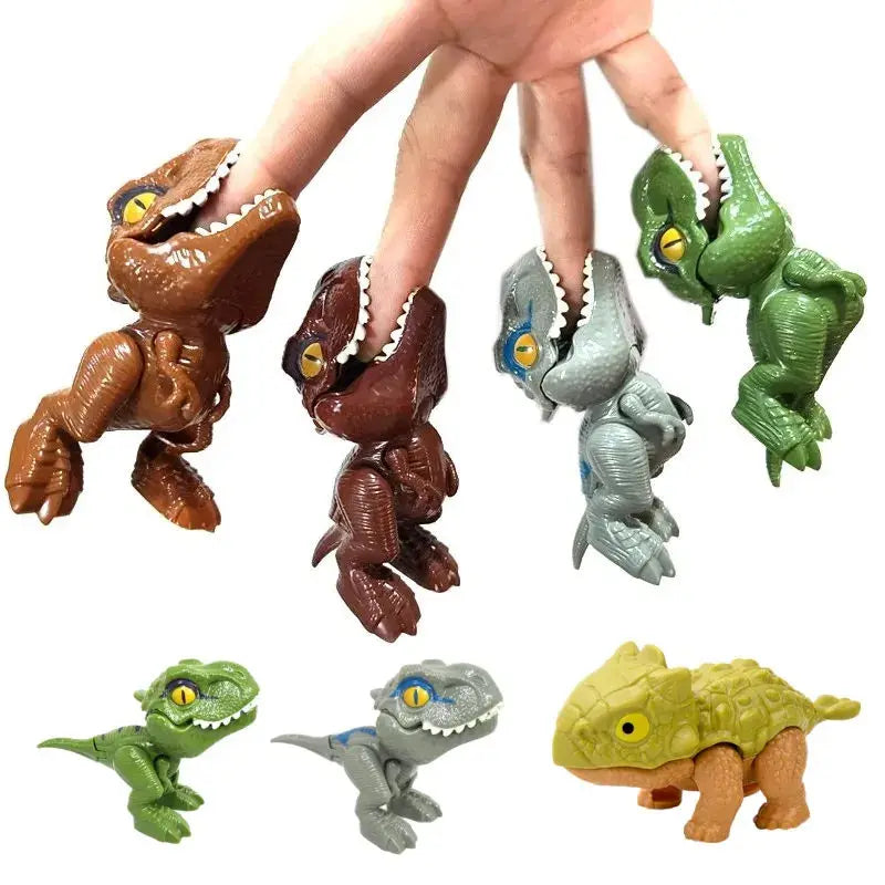 5-20PCS Funny Mini Cartoon Animal Tyrannosaurus Toy Plastic Hand Bite Finger Dinosaurs Mobile Joint Animal Finger Hand Doll Prop