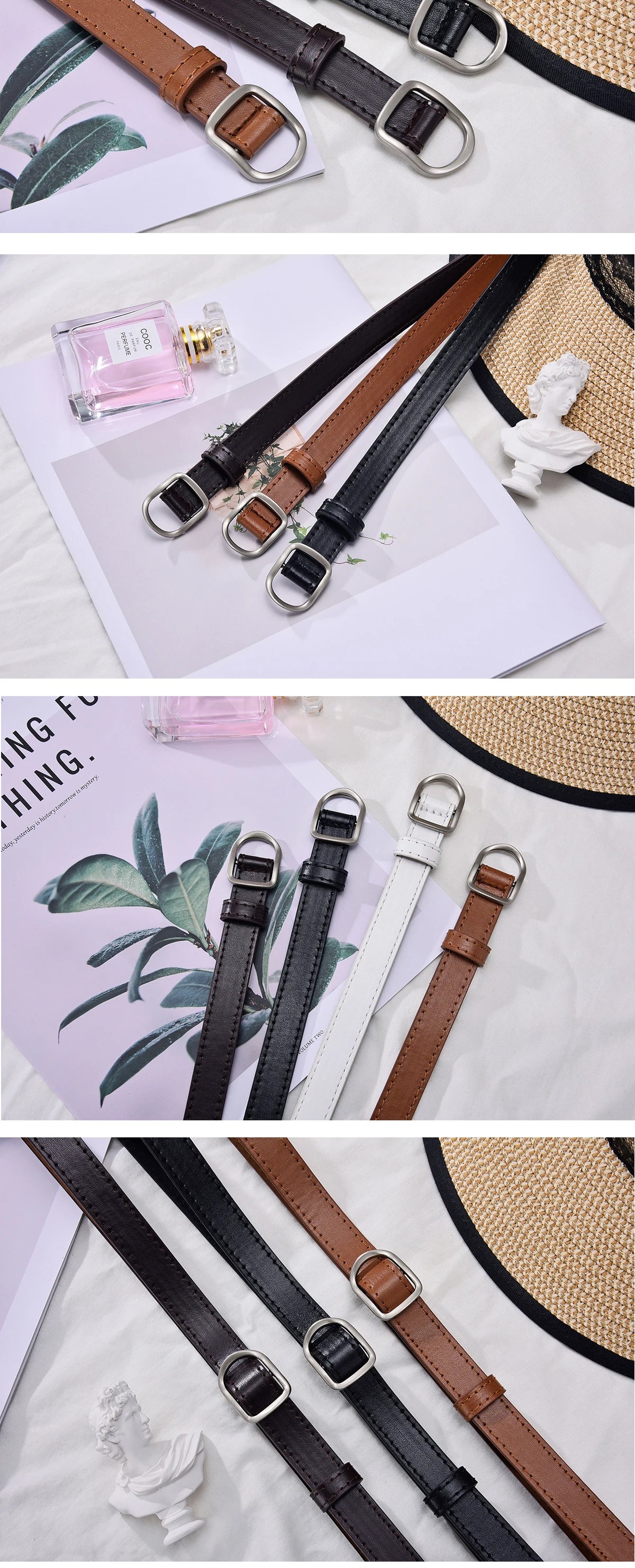 Lazy Belt Casual Simple Perforated Women'S Belt Paired With Jeans Men'S Belt Pu Leather Belt