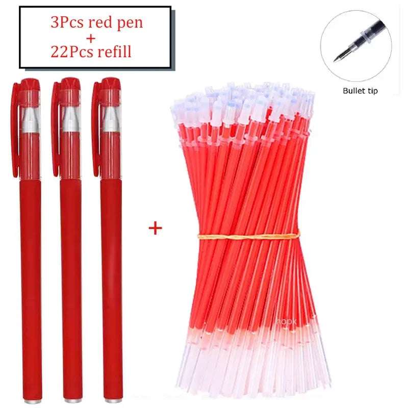 7/35 PCS Gel Pen Set School Supplies Black Blue Red Ink Color Ballpoint Pen Kawaii Pen Writing Tool School Office Stationery