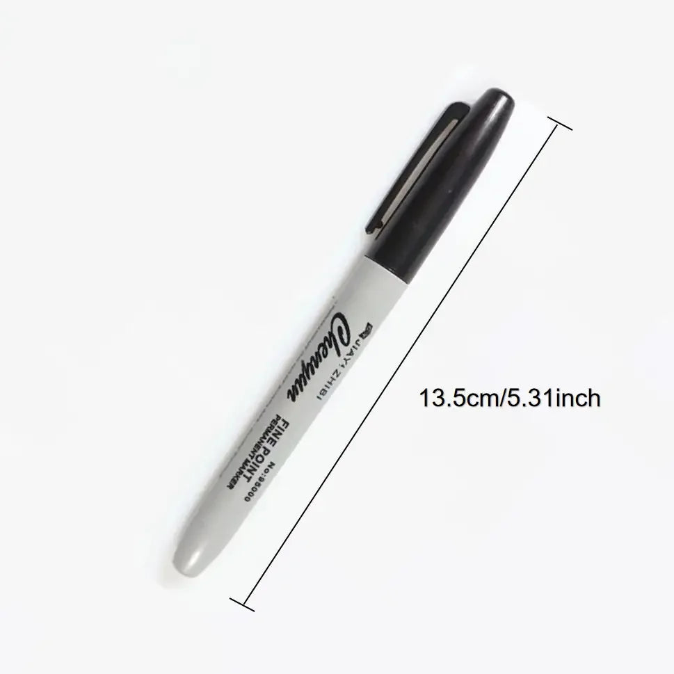 12pcs Black Permanent Marker Pens, Fine Tip, Waterproof, Quick Drying