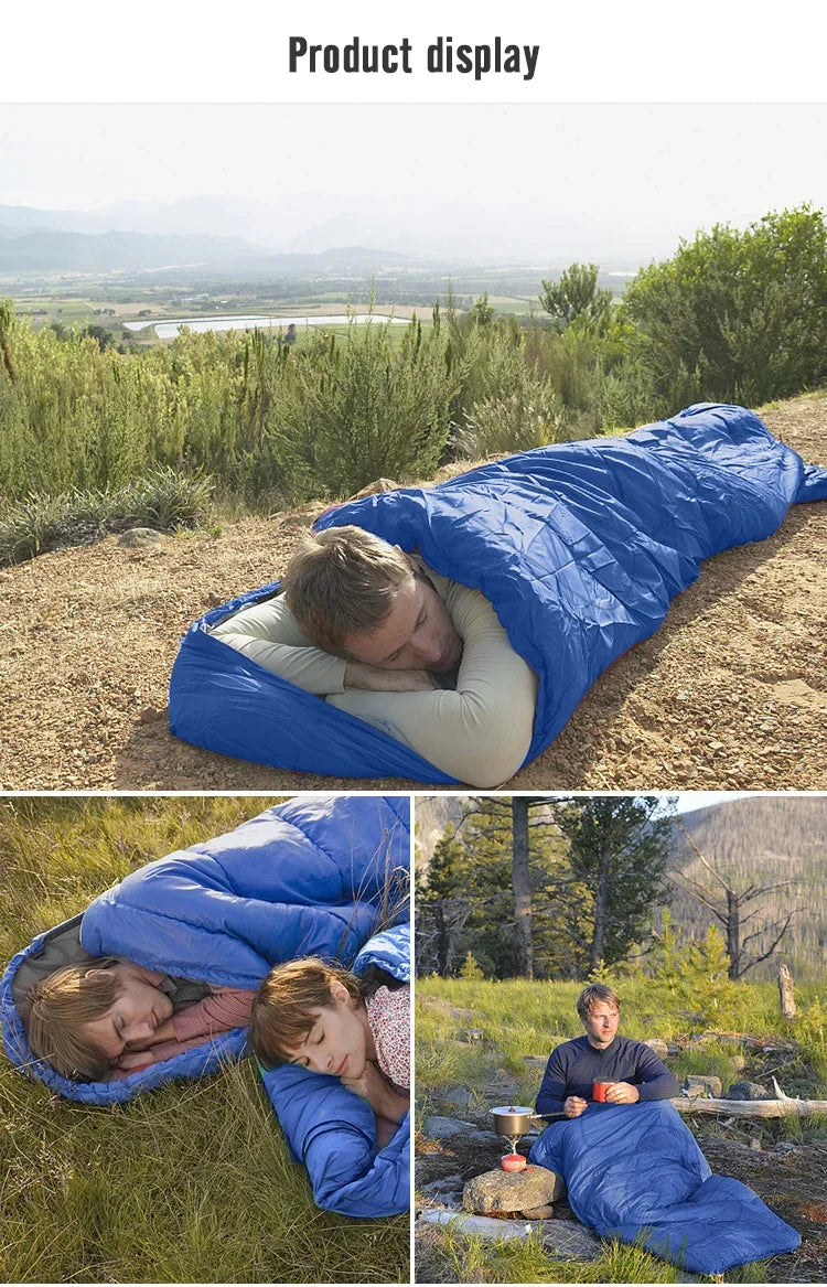 PACOONE Camping Sleeping Bag Lightweight 4 Season Warm Envelope Backpacking Outdoor Cotton Winter Sleeping Bag