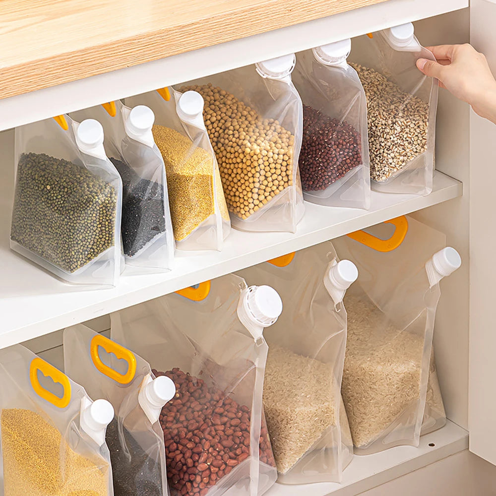 5pcs Grains Sealed Bag Kitchen Insect Proof Moisture Proof Fresh Keeping Storage Bag Recyclable  Transparent Grain Storage Bags