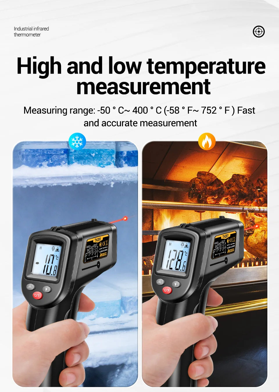 ANENG TH201 Celsius Display Digital Infrared Thermometer Highly Sensitive Non-contact Temperature Measuring Gun Hygrometer