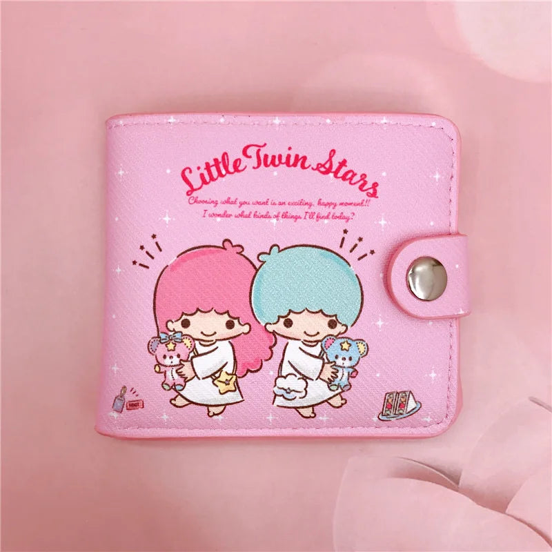 Sanrio Hello Kitty Cinnamoroll My Melody Kuromi New Pu Casual Money Bag Coin Purse Card package Wallet With Buttons ﻿
