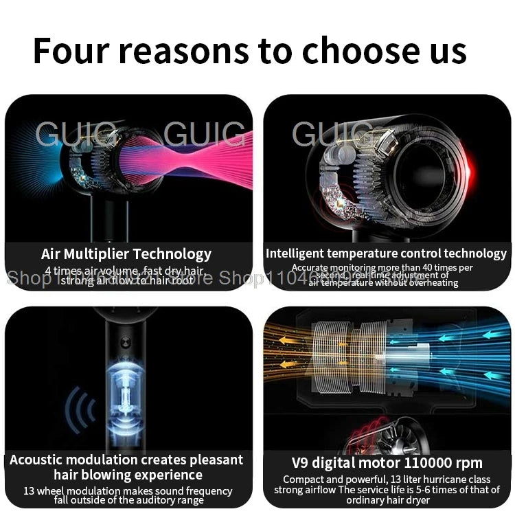 Leafless Hair Dryer New Professional With Flyaway Attachment Negative Ionic Premium Hair Dryers Multifunction Salon Style Tool
