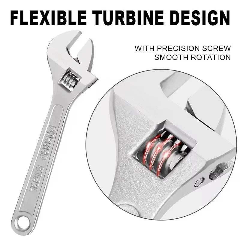 Adjustable Wrench Large Openin Long Handle Universal Spanner Clamp Wrench CR-V Steel Mechanical Workshop Hand Repair Tools