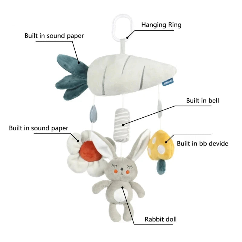 Baby Toys for 0 3 6 12 Months Babies Soft Plush Animal Rattles Stroller Hanging Toy for Baby Car Seat Crib Travel Sensory Toys