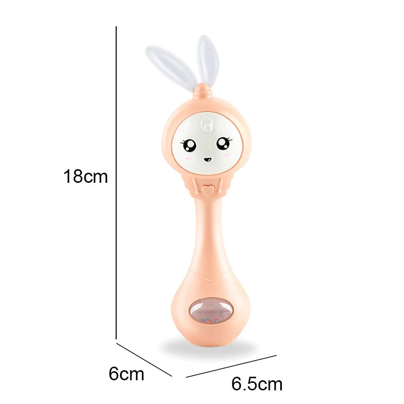 Baby Music Flashing Rattle Toys Rabbit Teether Hand Bells Mobile Infant Stop Weep Tear Rattles Newborn Early Educational Toy 18M