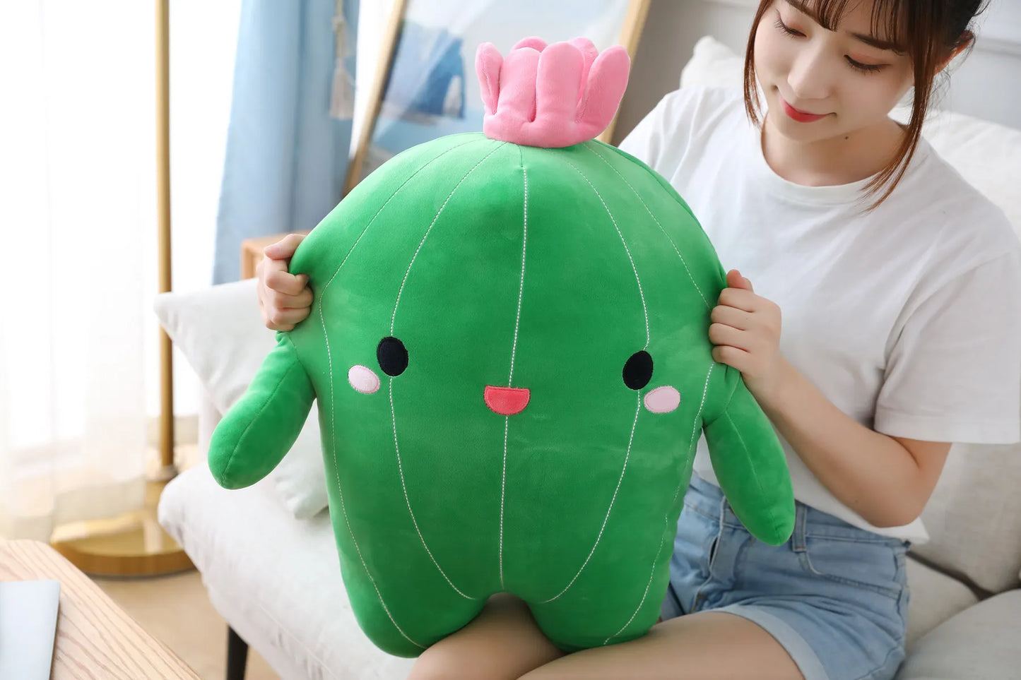 25/40/65cm Kawaii Simulation Cactus Plush Toy Cute Stuffed Plants Plushies Dolls Cartoon Soft Throw Pillow Kids Toys Home Decor