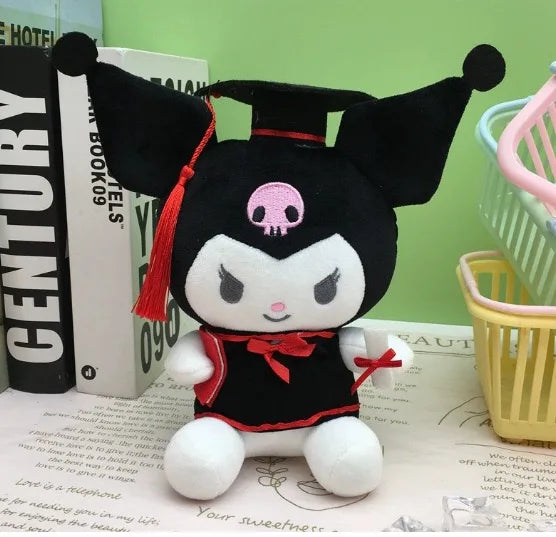 25cm Graduation Plush Toy Stitch Original Figures Stuffed Toys Sanrio Kuromi Hello Kitty Sofa Large Plush Doll Kids Xmas Gifts
