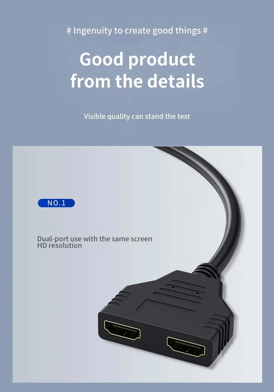 1 In 2 Out HDMI-compatible Splitter Cable 1080P 2 Dual Port Hdmi-Compatible Cable Y Splitter Adapter for Laptop Monitor TV Box