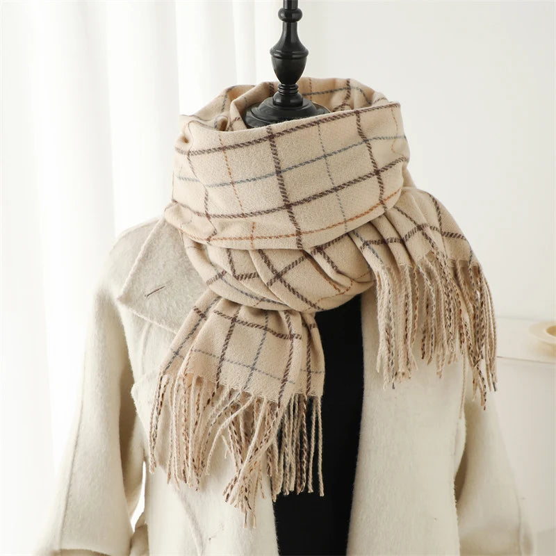 Warm Cashmere Blanket Women Travel Winter Scarf Fashion Plaid Pashmina Thick Shawl Wraps With Tassel Casual Bufanda Poncho New