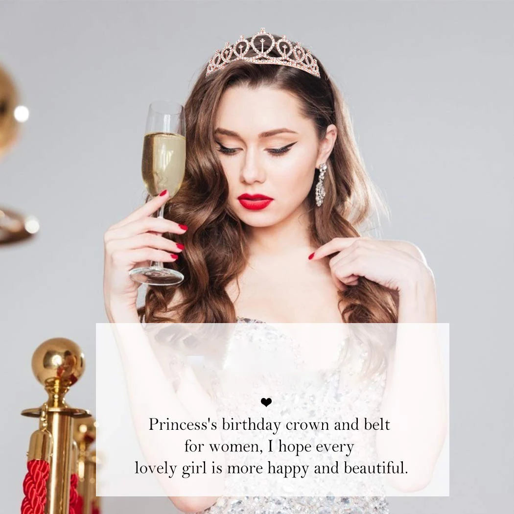 3 4 5 6 7 8 9 Rhinestone Crystal Crown Tiara Birthday Anniversary Decoration Happy Birthday Satin Sash Party Supplies