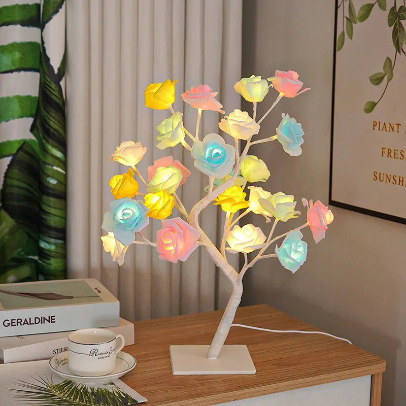 36LED/108LED Table Lamp, Rose Light String, Tree Night Lights, USB Powered Lighting, for Girls Lover Party Camping Summer  Decor