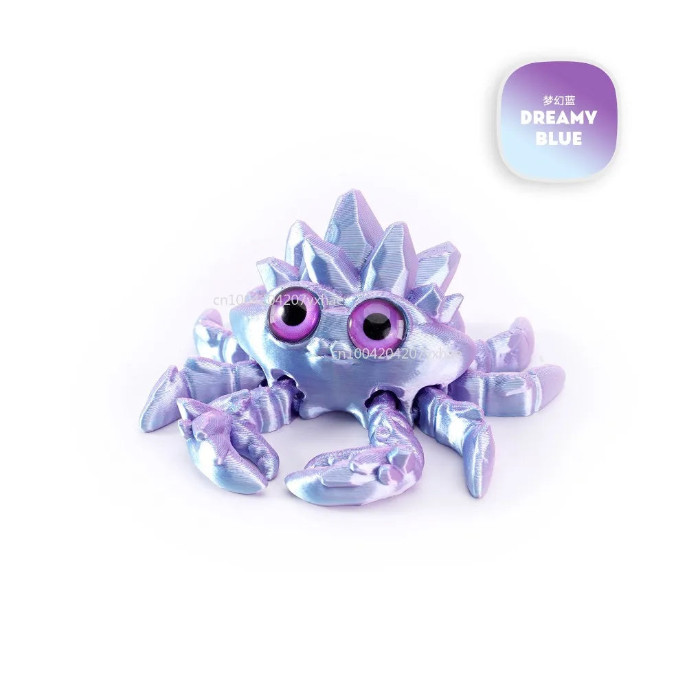 3D Printed Crystal Gems Crab Toys Joint Movable Model Novelty Animals Toy Anti-stress Figurine Miniature Desk Ornaments Birthday