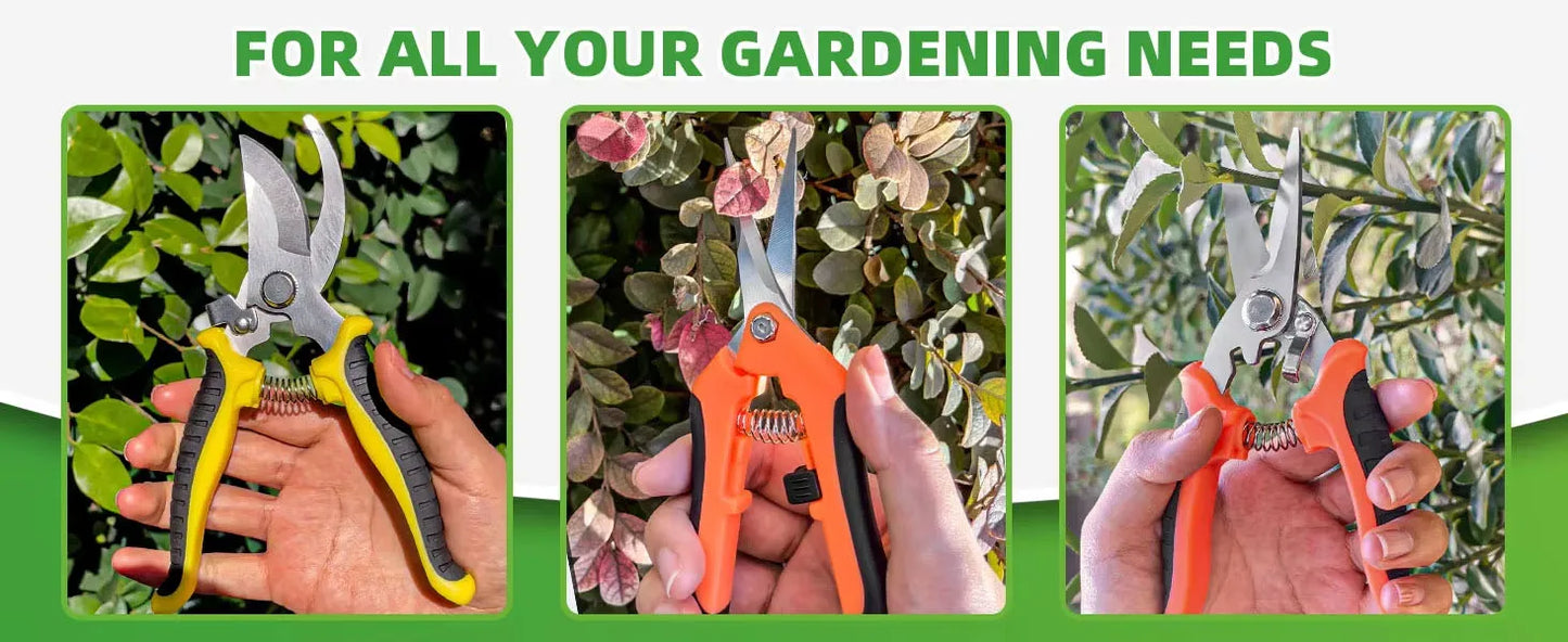 3PCS Garden Scissors Set Gardening Tool Scissors Stainless Steel Professional Gardening Scissors with Non-slip Ergonomic Handles