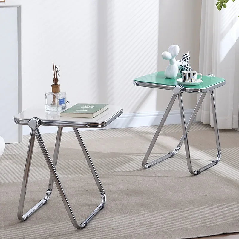 Foldable transparent thick small coffee table, simple computer desk, sofa edge table, light luxury coffee table, small desk